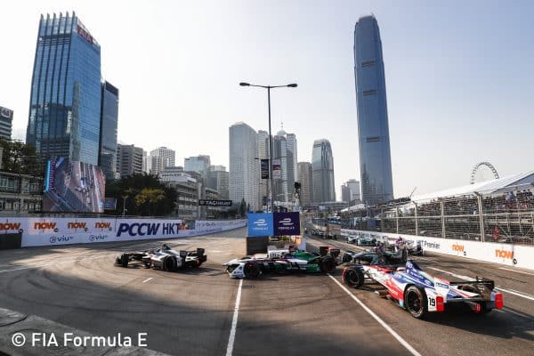 E-Rennwagen beim Formula E ePrix in Hongkong